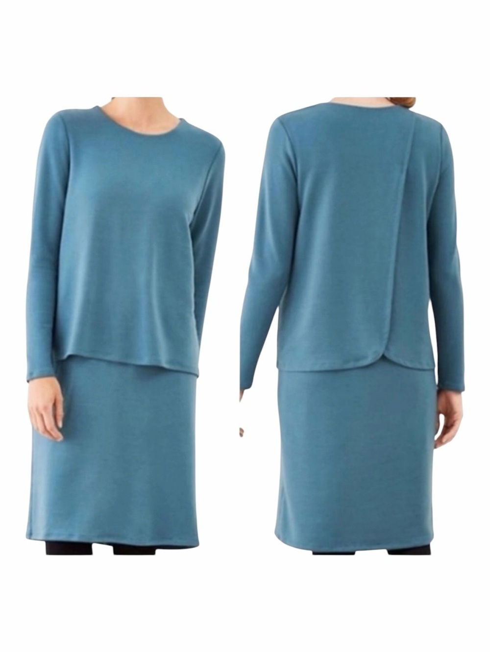 NWT! Pure Jill Luxe Tencel Cross Draped Back Dress in Blue Opal. Size Small.